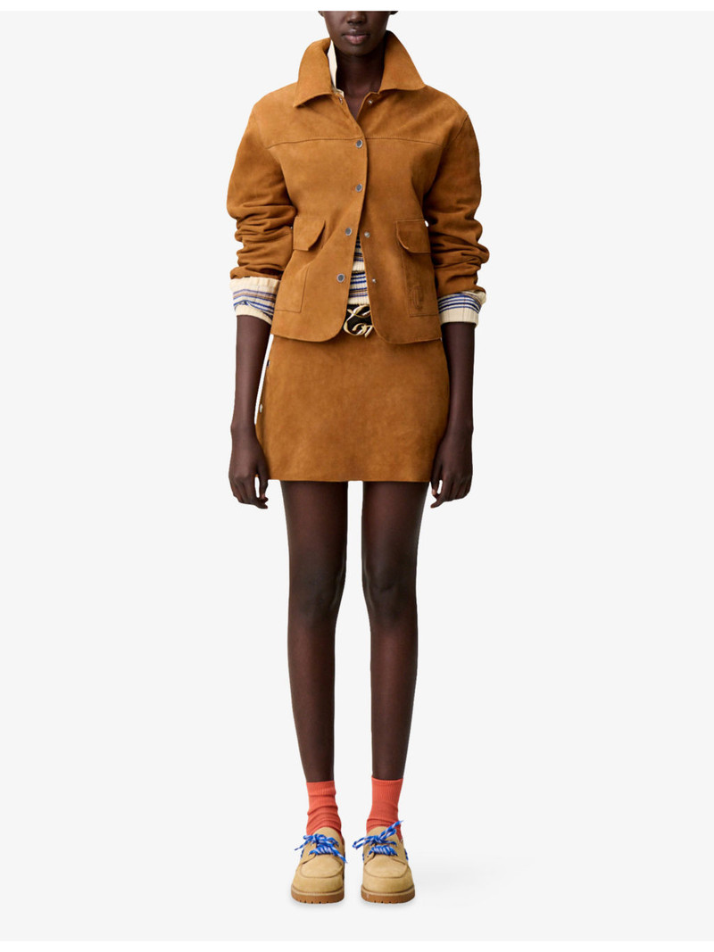 Claudie Pierlot Wrap-Front Low-Rise Suede Mini Skirt outlook