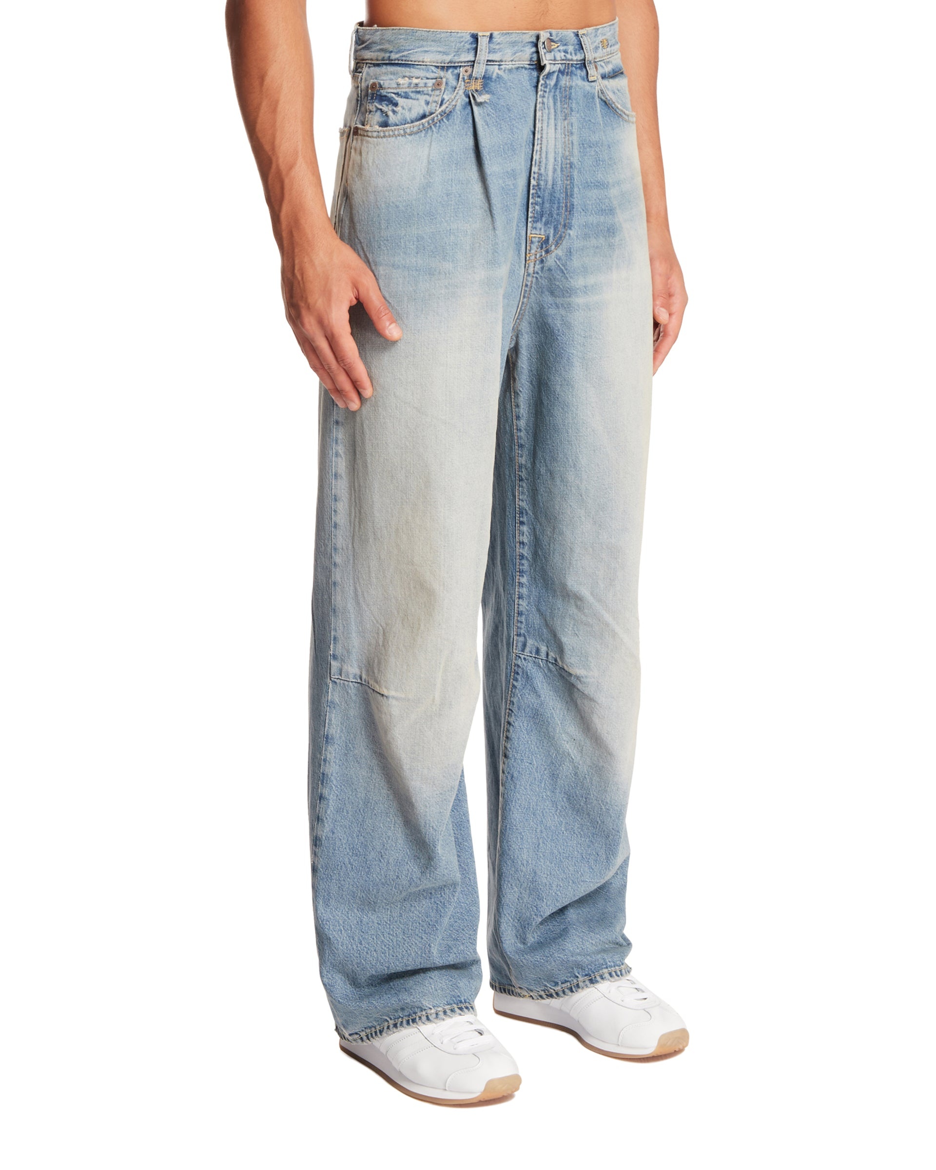 Blue Pleated Jeans - 4