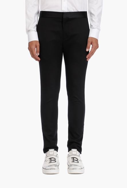Wool pants with black satin bands - 5