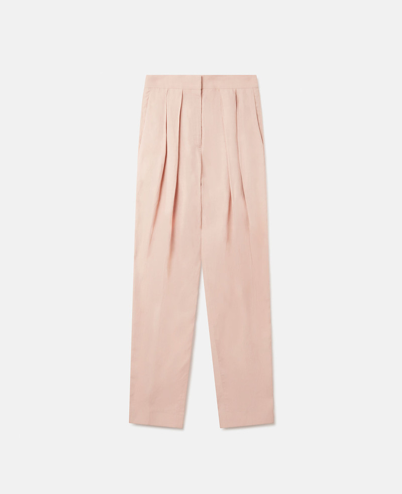 Fluid Linen Pleat Front Straight Leg Trousers - 1