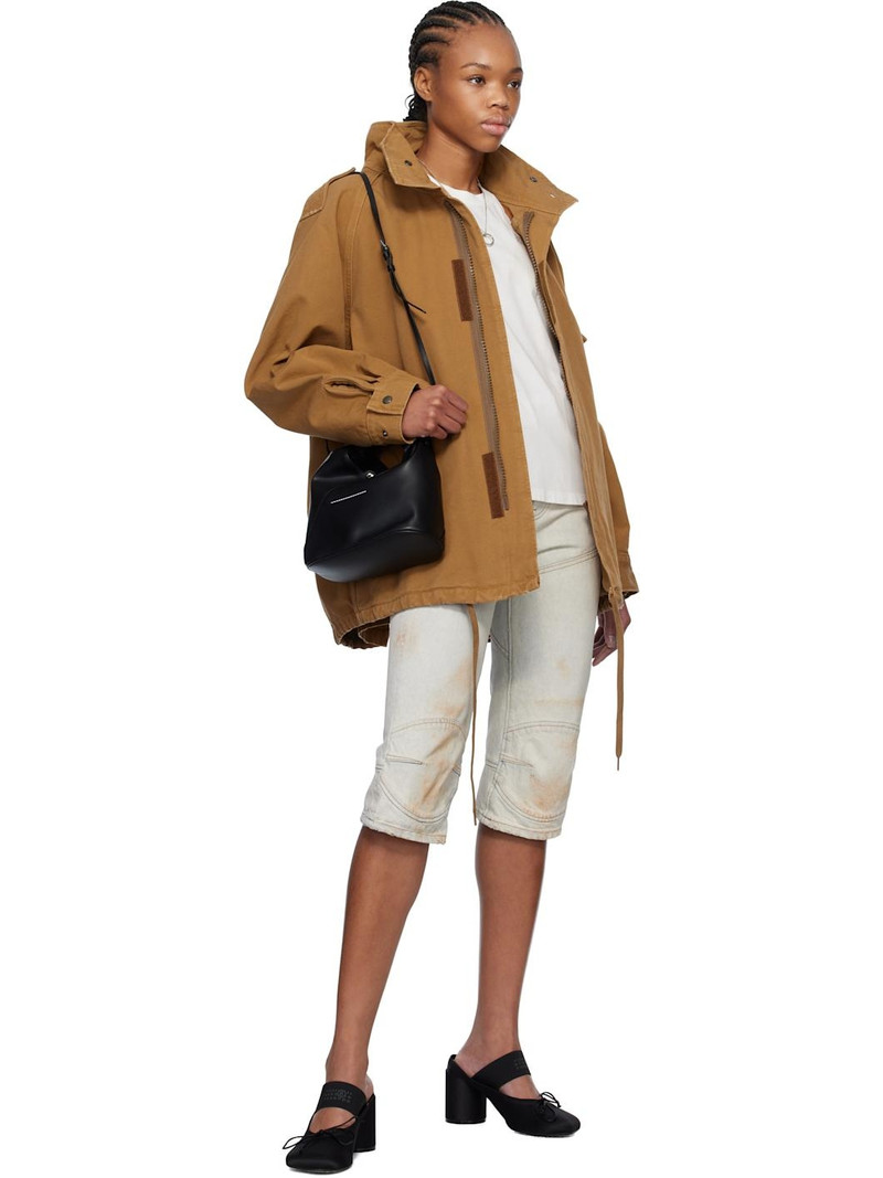 MM6 Maison Margiela Blue Panel Sprayed Capri Denim Shorts outlook