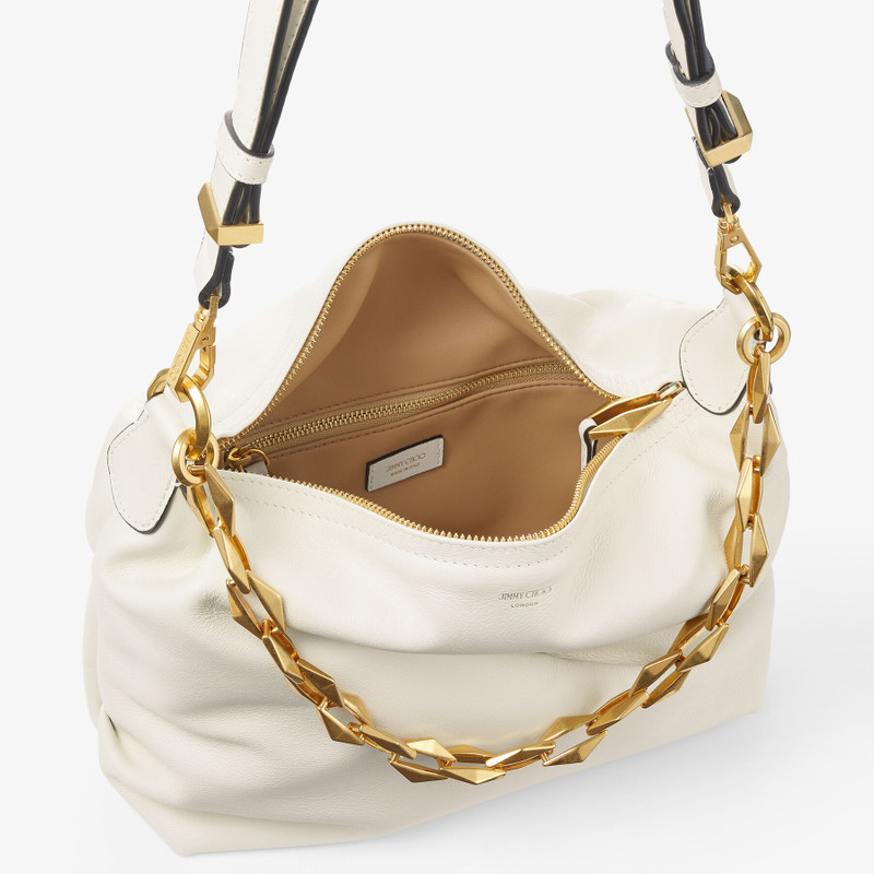 Diamond Soft Hobo M Latte Soft Calf Leather Hobo Bag with Chain Strap 8