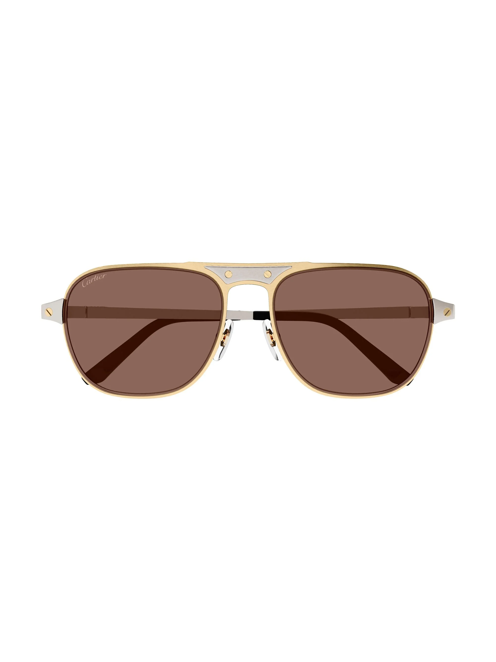 Men's Santos Evolution 58MM Navigator Sunglasses - Silver Gold Brown - 1