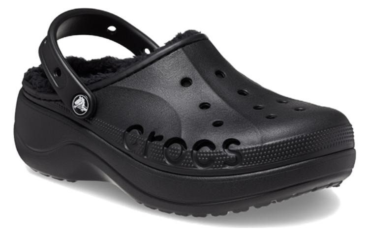 (WMNS) Crocs Baya Platform Lined Clog Sandals 'Black' 208708-001 - 3