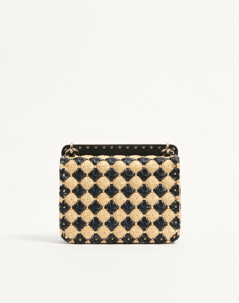 VALENTINO GARAVANI MEDIUM ROCKSTUD SPIKE BAG EMBROIDERED IN RAFFIA 3