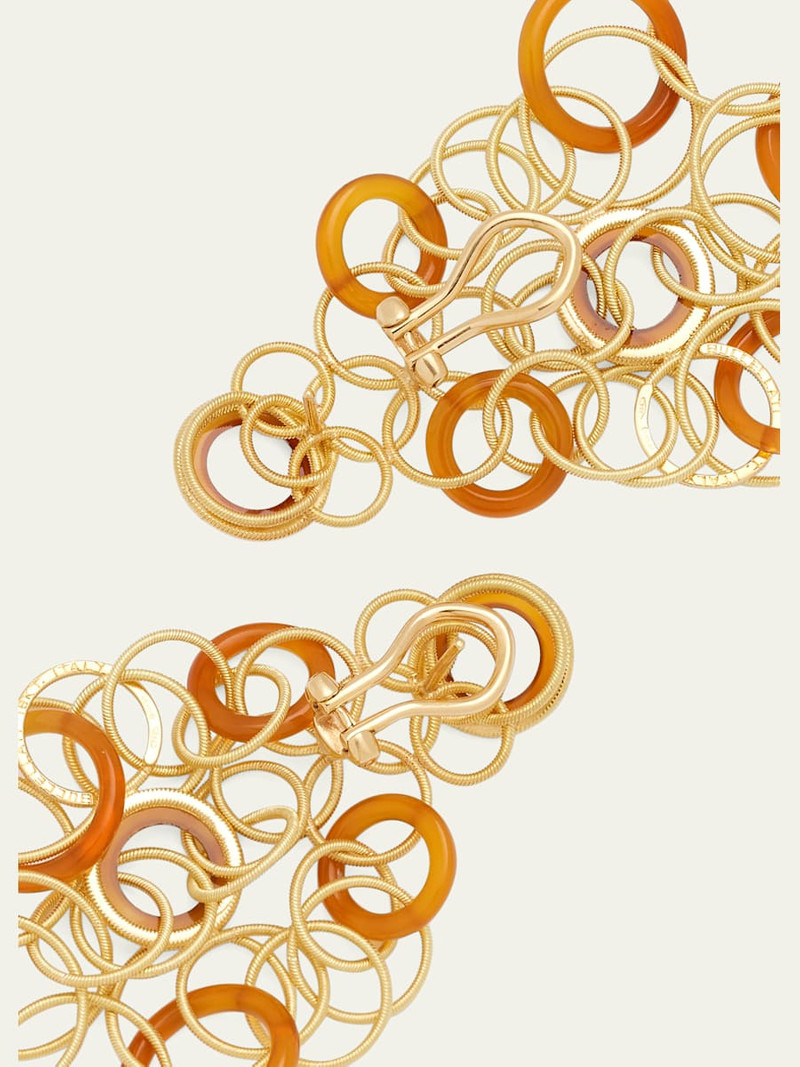 Buccellati Hawaii 18K Gold & Carnelian Pendant Earrings, 7cm outlook