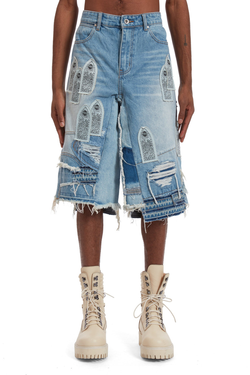 PATCHED ARCH BLOWOUT DENIM SHORT 3