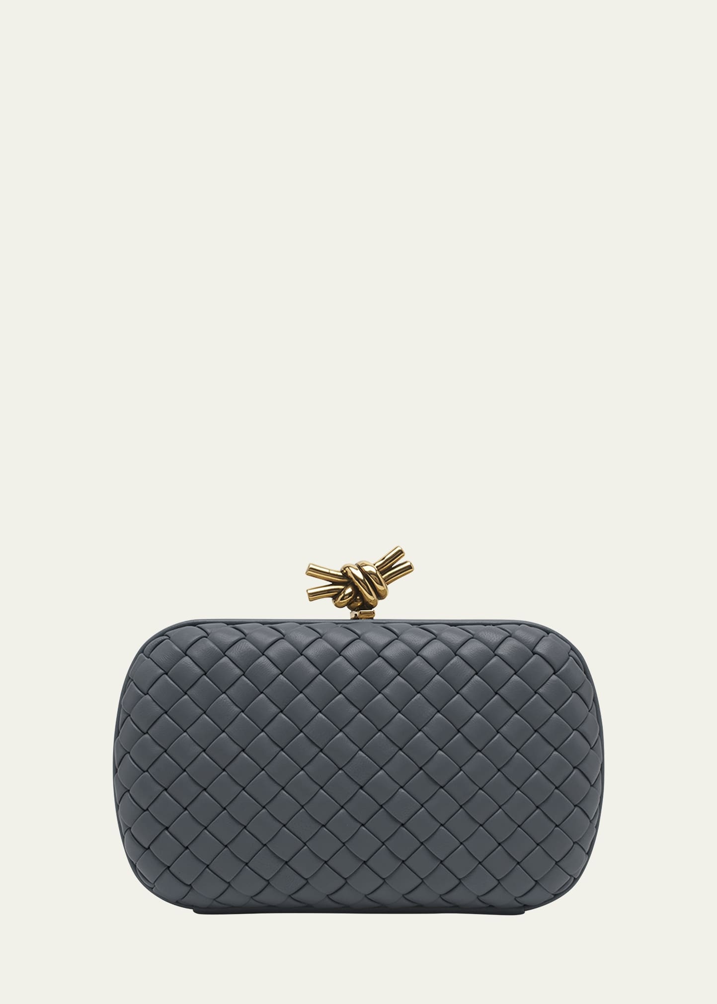 Knot Padded Woven Lambskin Clutch Bag - 1