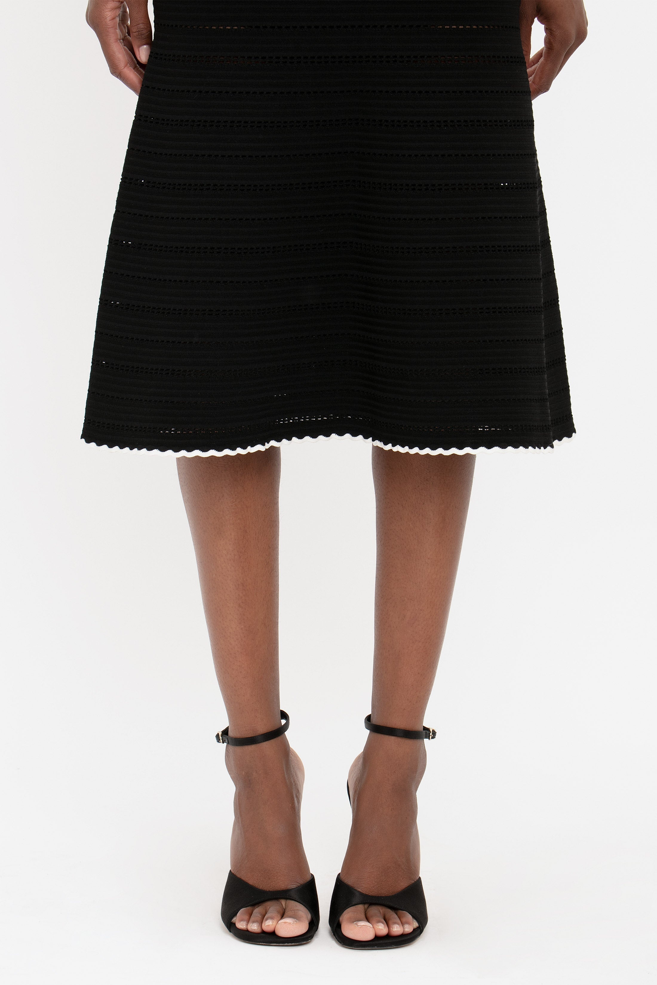 Flared Midi Skirt In Black - 8