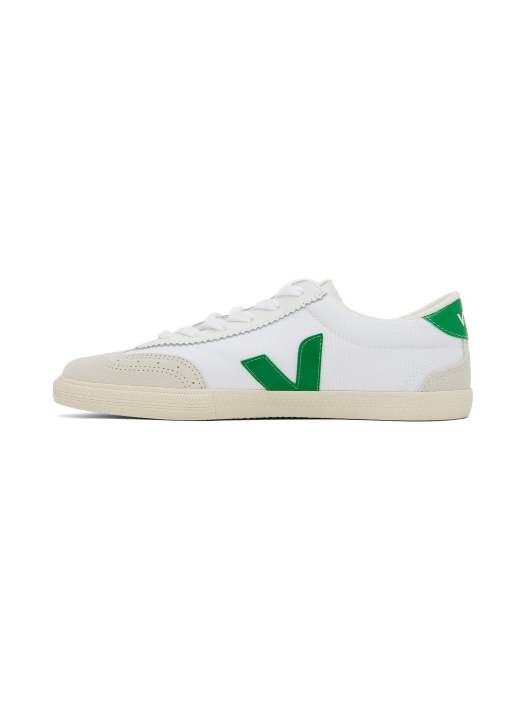 White & Green Volley Canvas Sneakers - 3