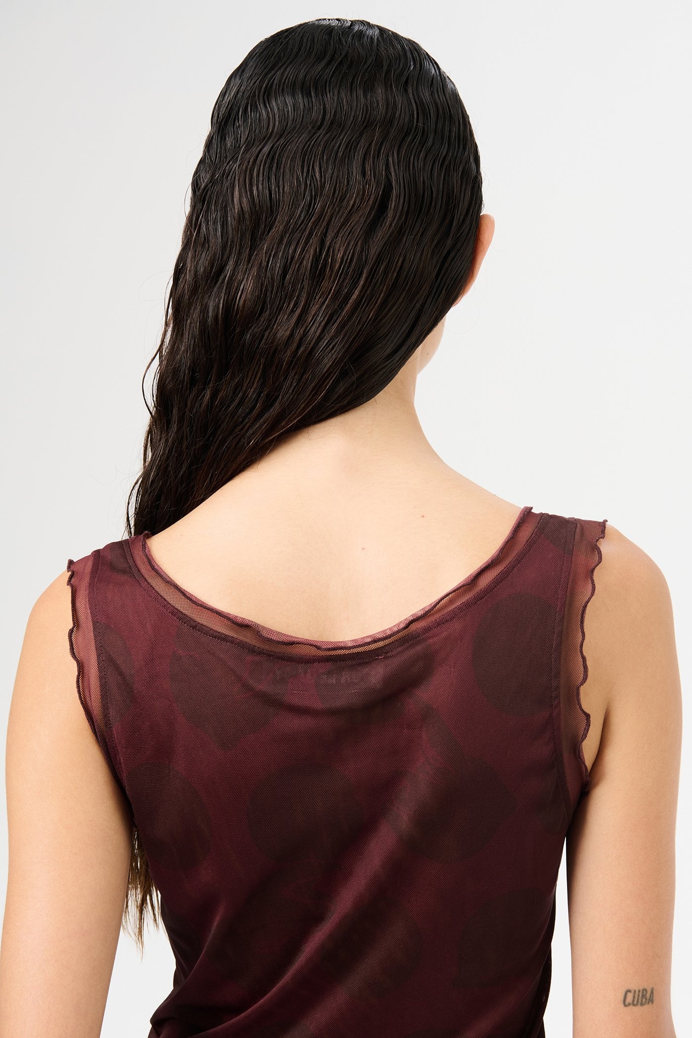 Perfect Tank Dotted Pink Print Mesh - 6