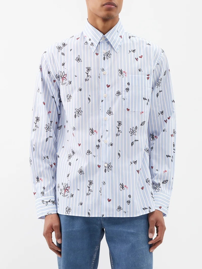 Magic Garden-print cotton-poplin shirt - 1