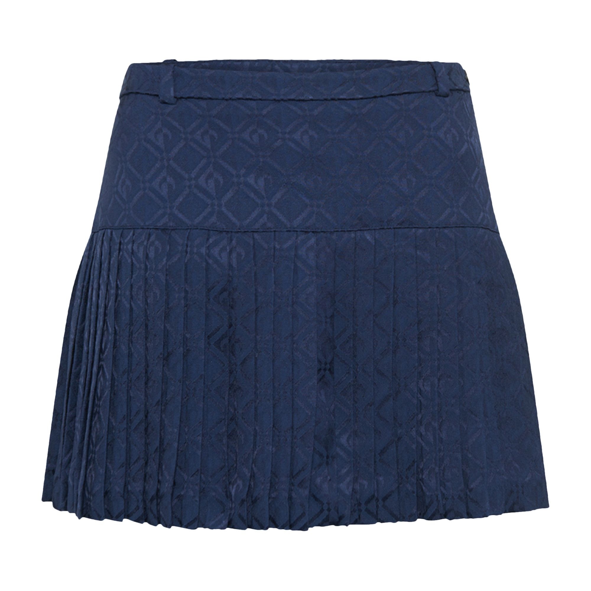 Marine Serre Moon Diamond Jacquard Tailoring Pleated Skirt 'Navy' - 1