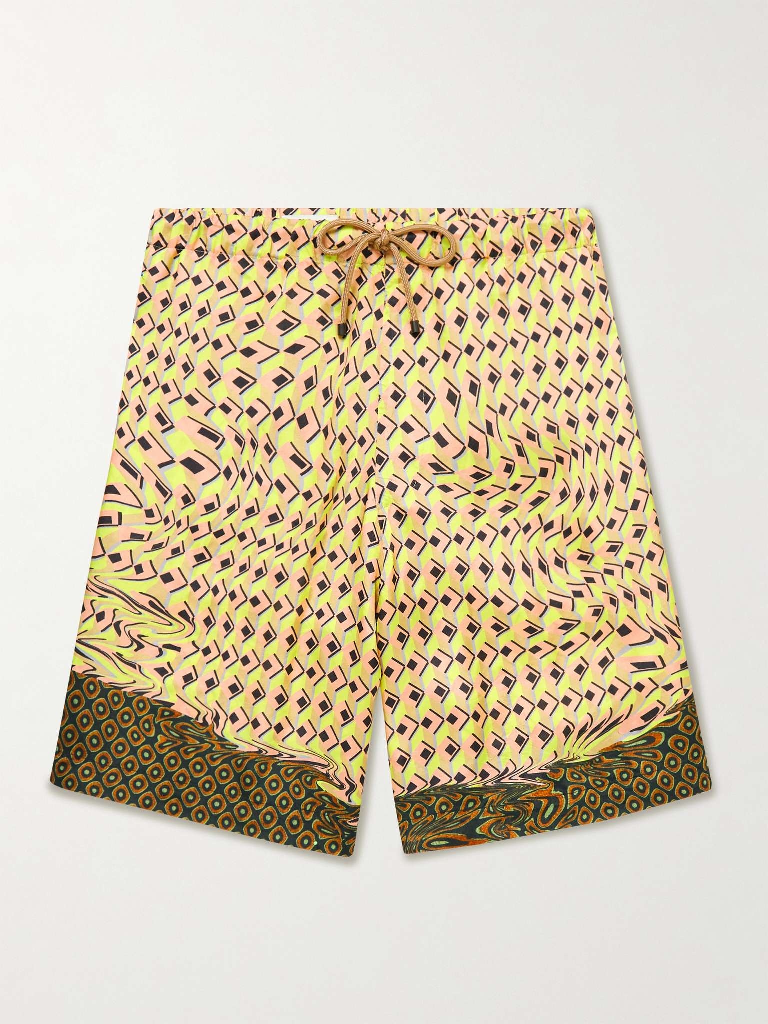 Printed Satin Drawstring Shorts - 1