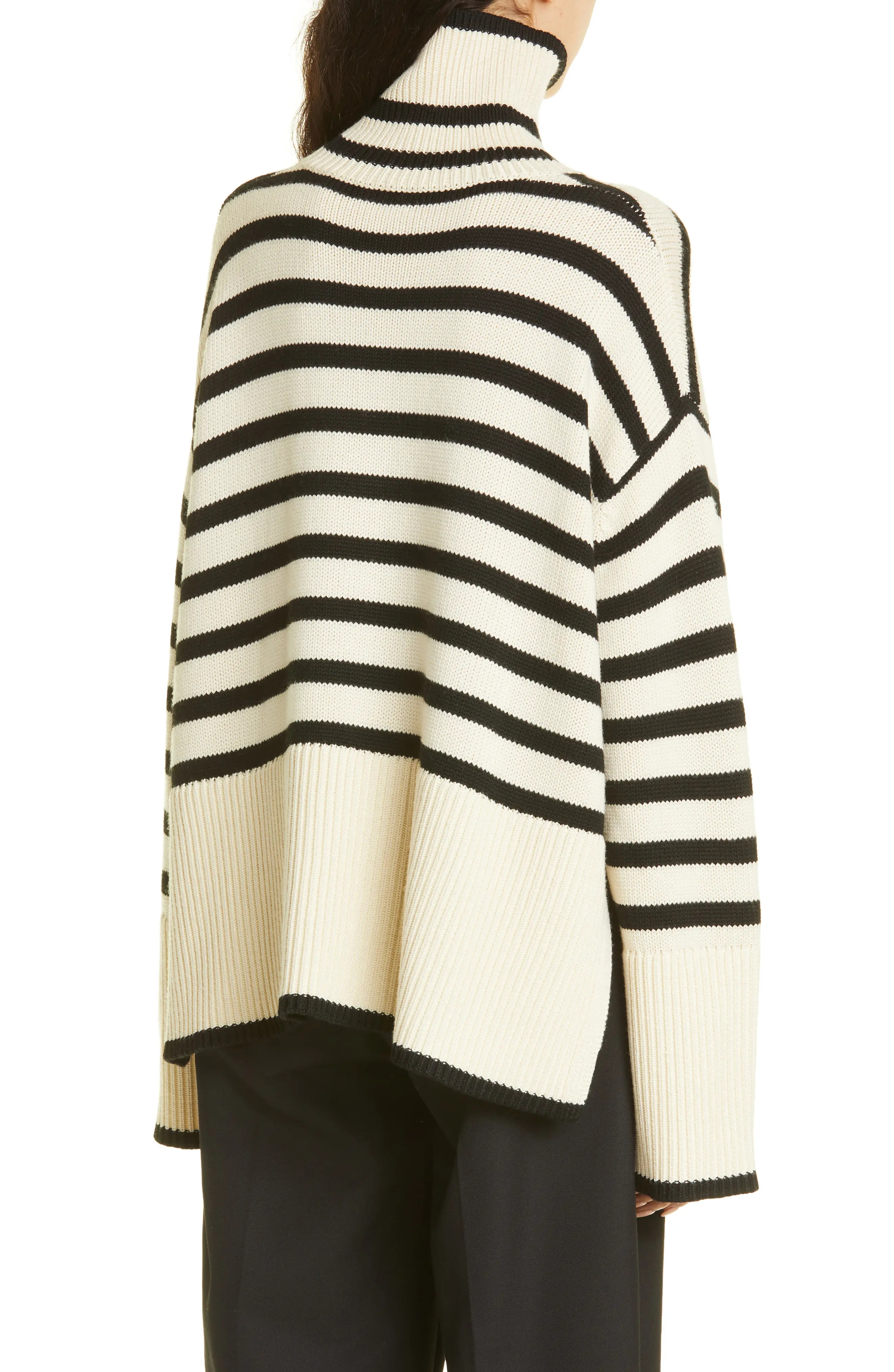 Stripe Wool Blend Turtleneck Sweater - 3