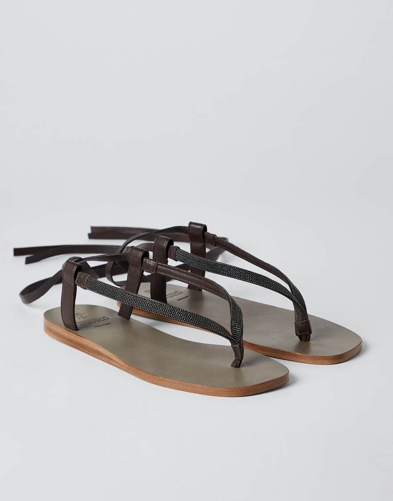 Soft nappa leather sandals with precious straps 2