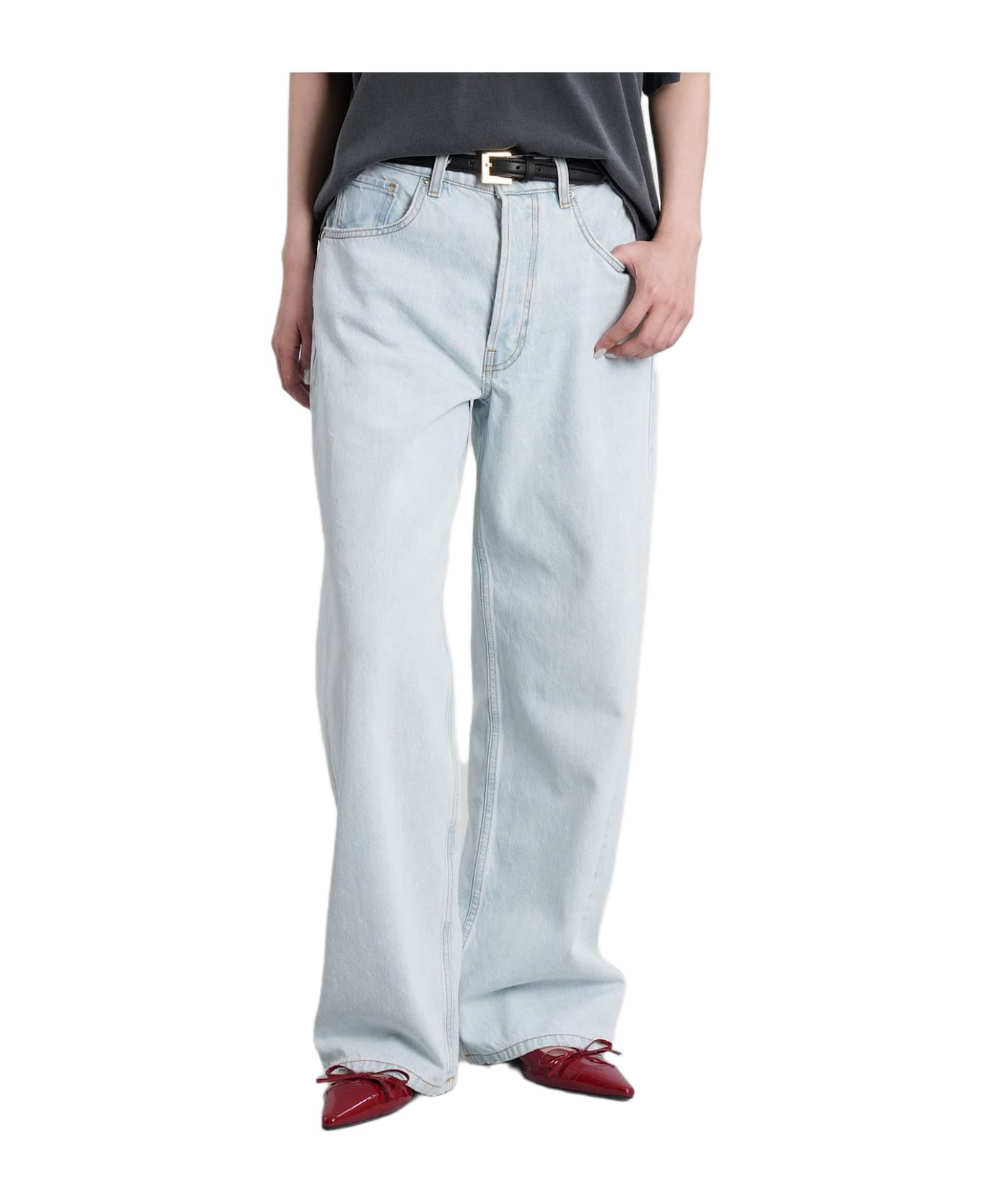 Manon Jeans In Cyan Cotton - 1
