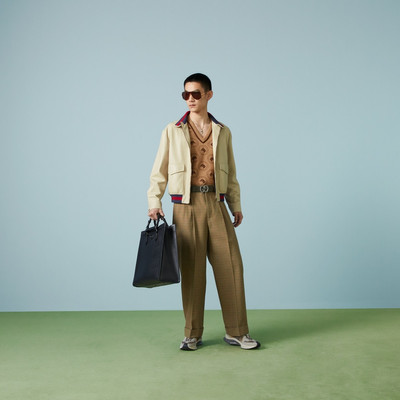 GUCCI Check wool pant with patch outlook