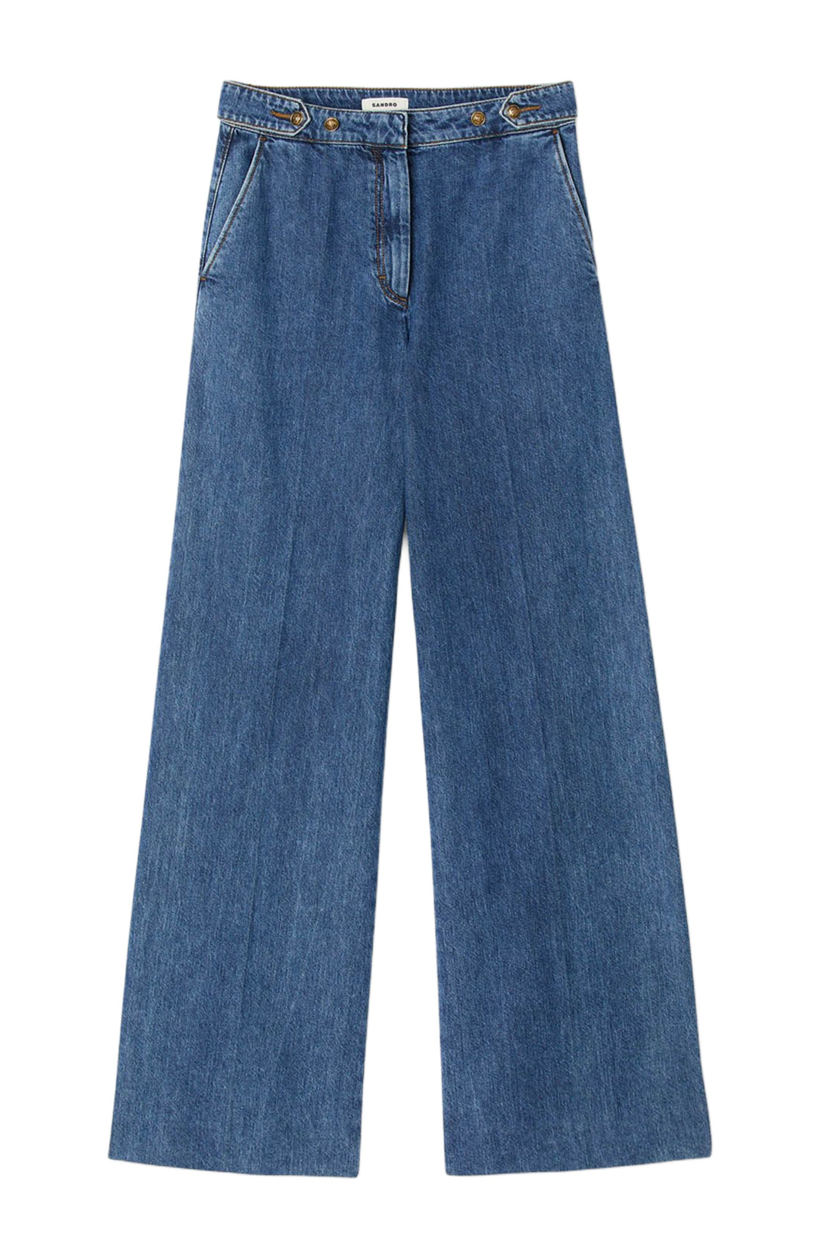 SANDRO Mid-rise wide leg jeans in Blue Jean at Nordstrom - 5