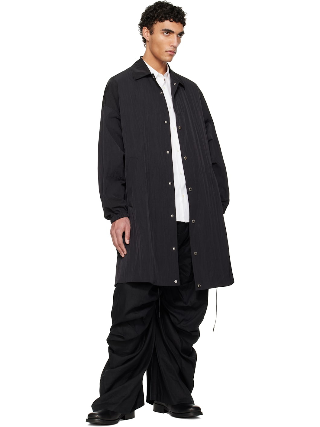 Black Long Coach Coat - 4