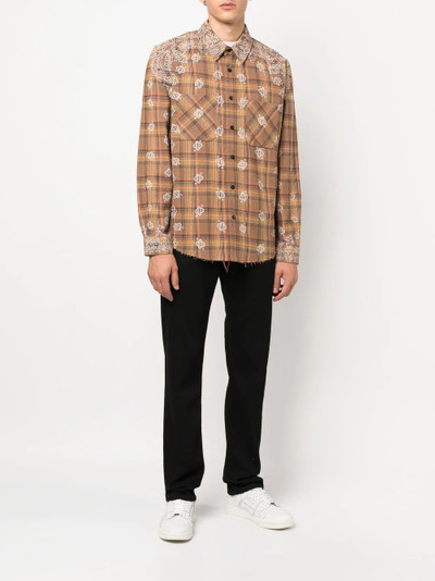 AMIRI Bleach Banana Plaid paisley shirt outlook