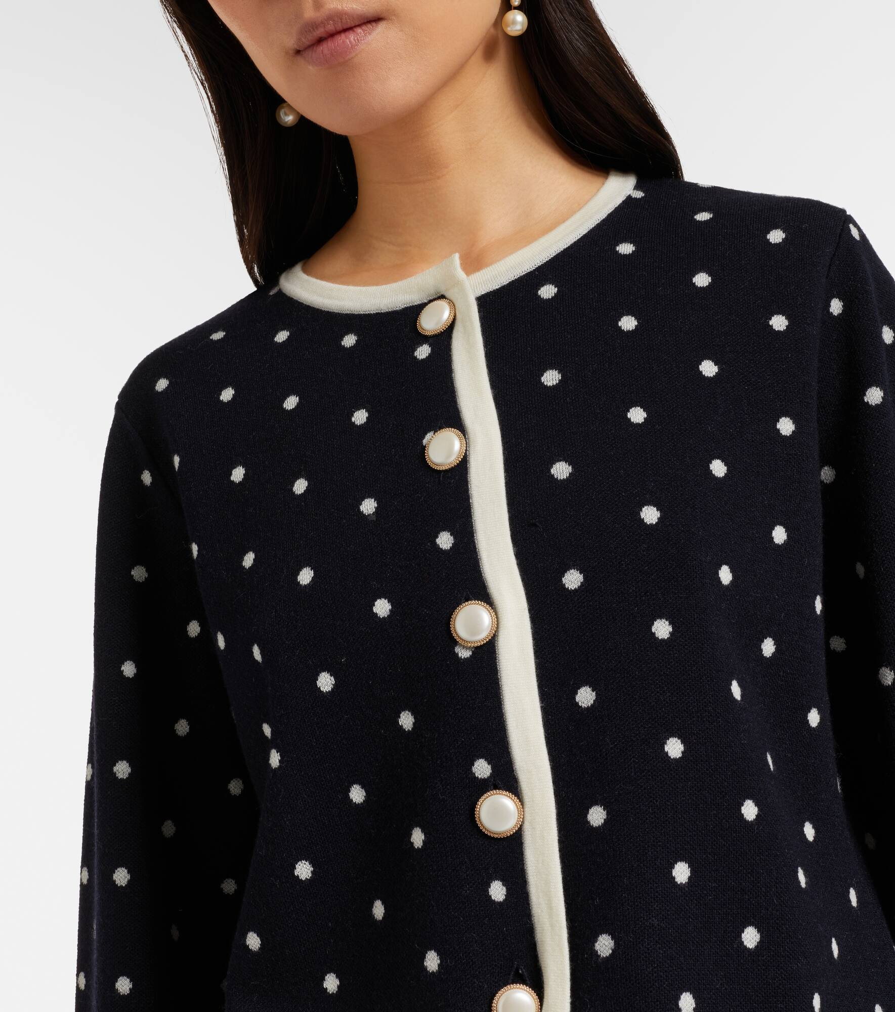 Mirja polka-dot wool-blend cardigan - 4
