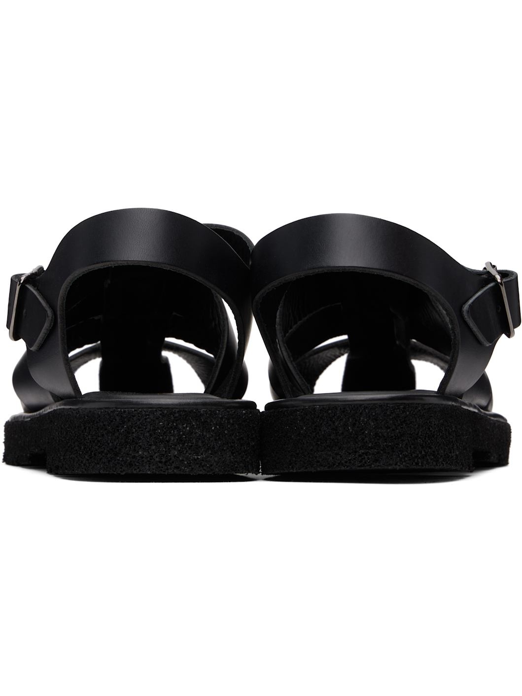 Black Leather Sandoval Fisherman Sandals - 2