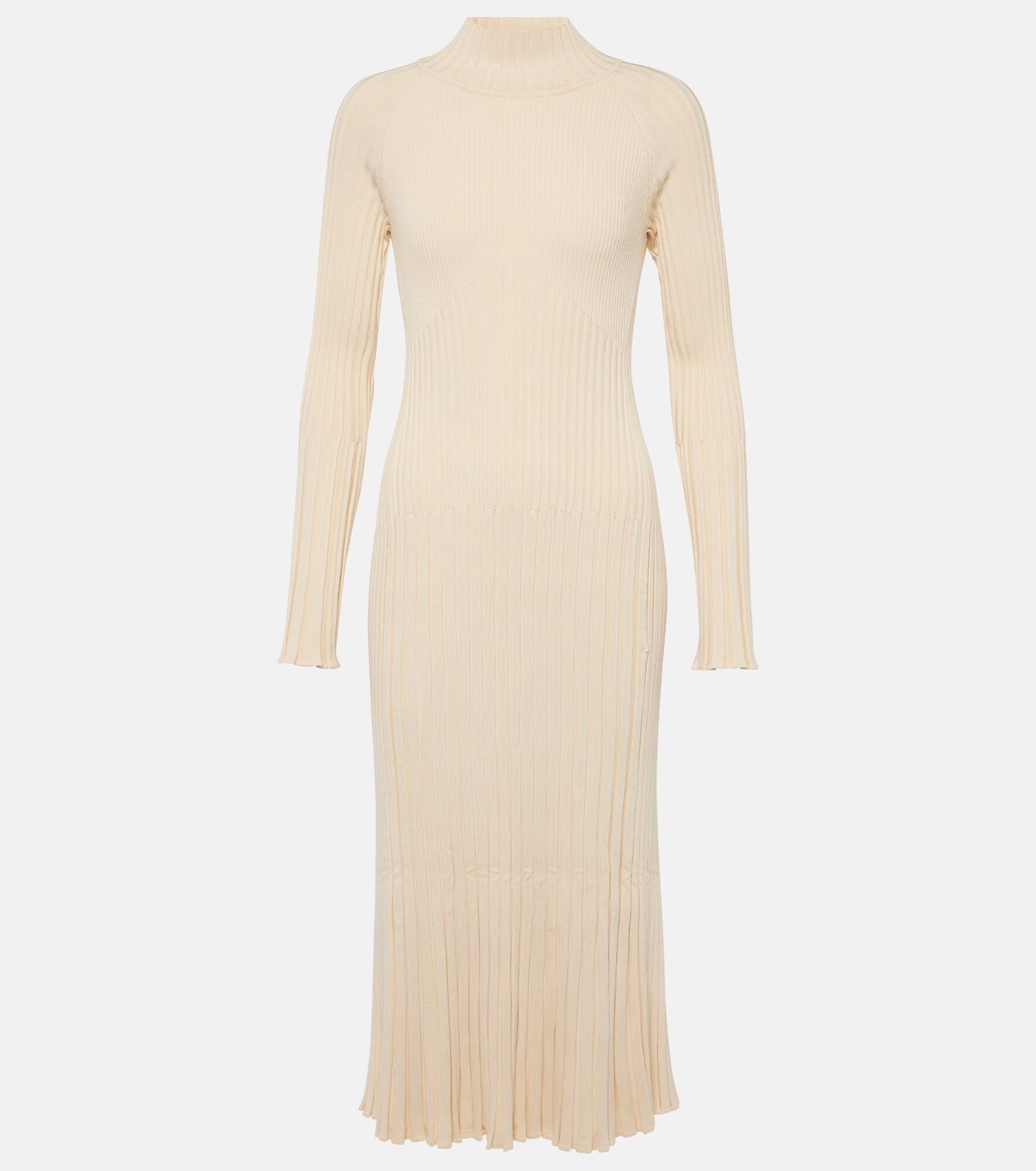 Carmen ribbed-knit high-neck midi dress - 1