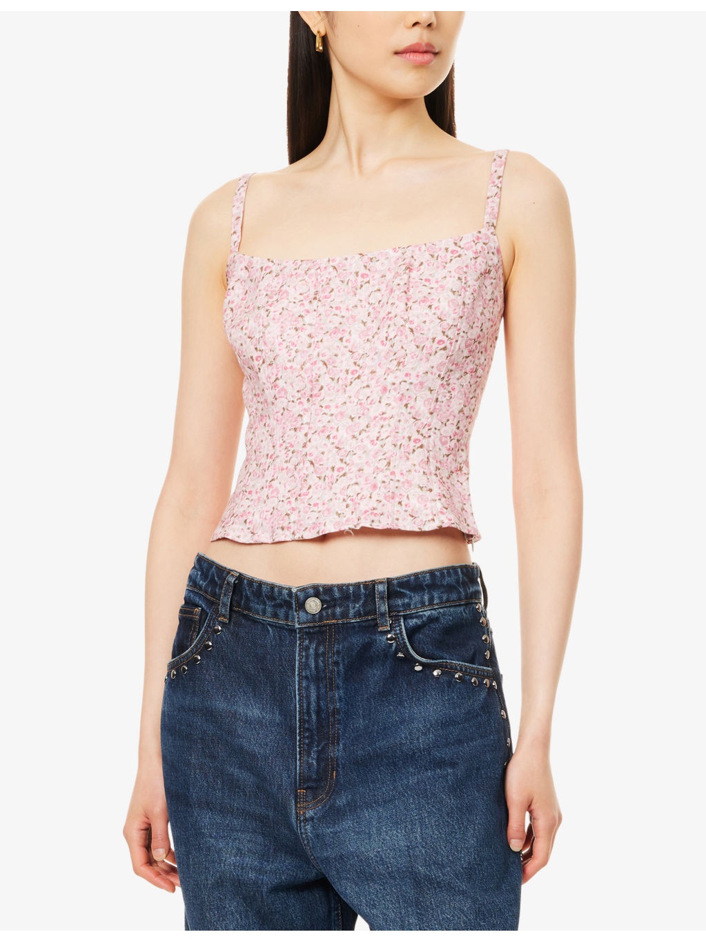 Hattie Floral-Print Linen Crop Top - 3