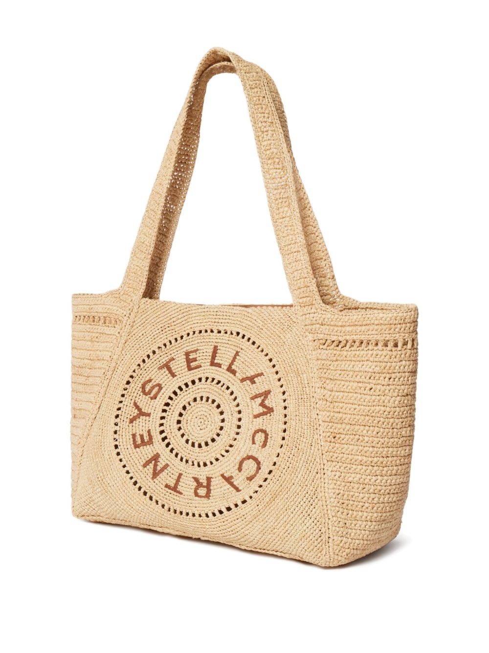 embroidered-logo raffia tote bag - 3