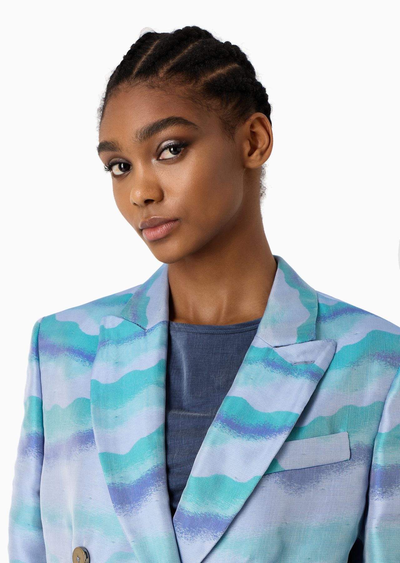 Double-breasted jacket in jacquard with a wave motif - 5