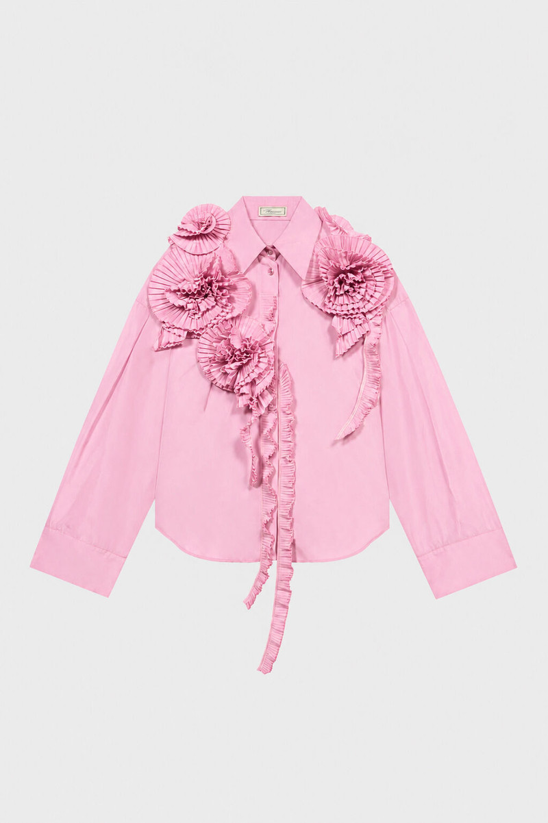 TAFFETA SHIRT WITH 3D ROSES - 1
