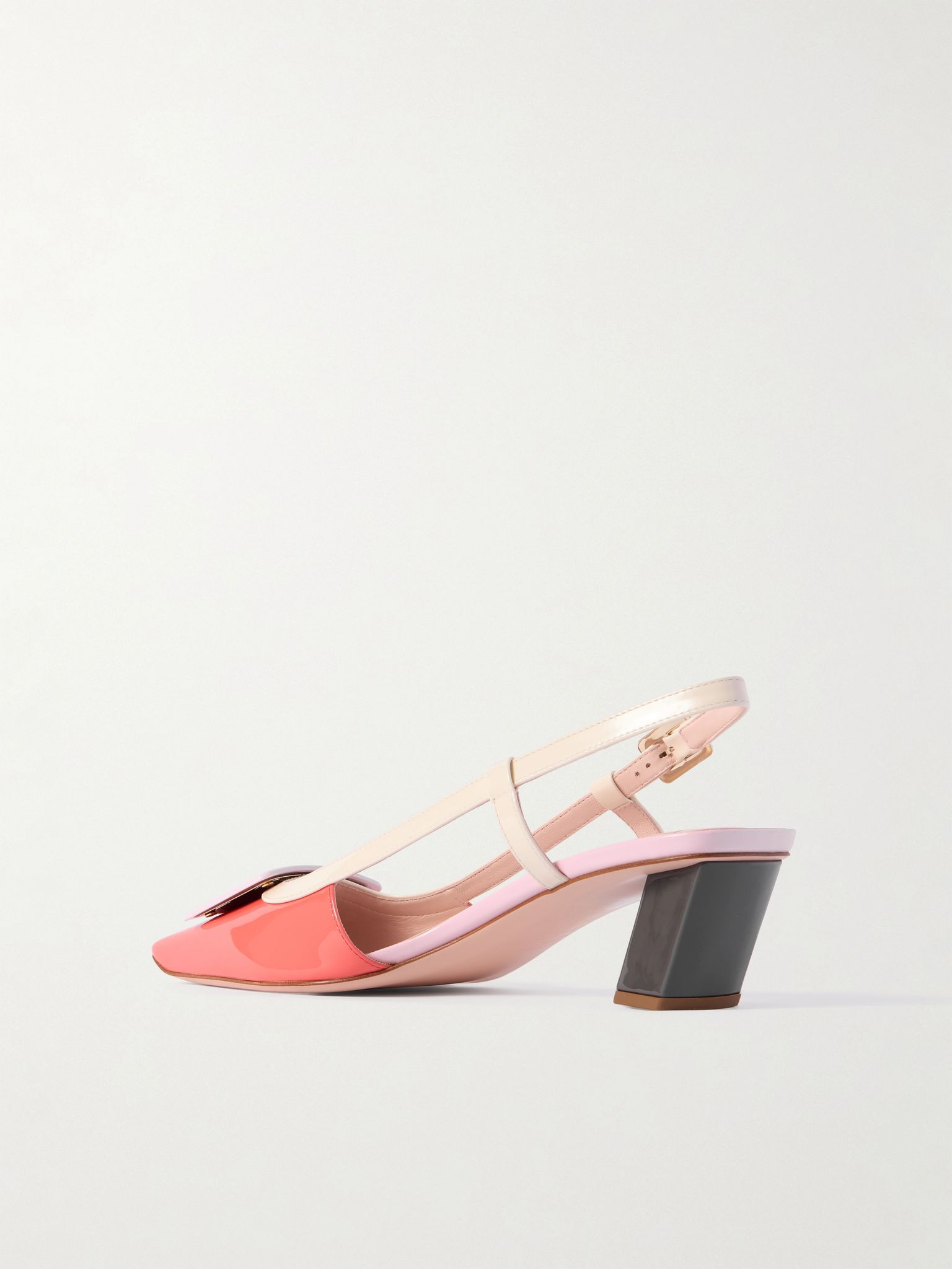 Belle Vivier 45 color-block patent-leather slingback pumps Red - 3