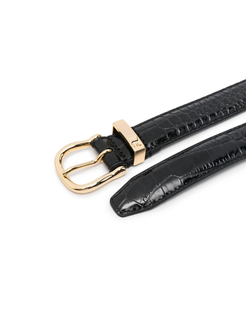 NILI LOTAN Nili Lotan Crocodile-effect Patent-leather Belt outlook