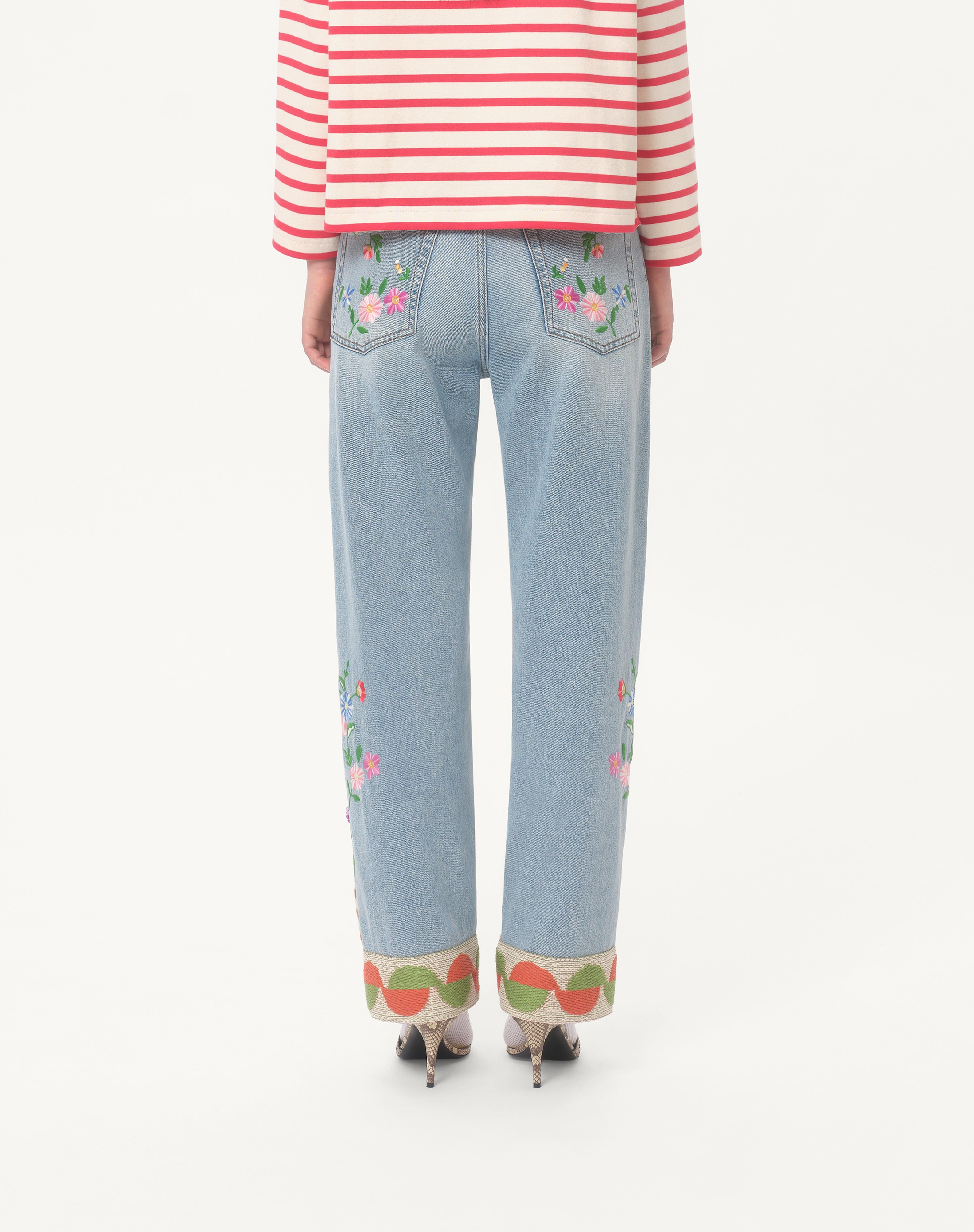 EMBROIDERED DENIM PANTS - 5