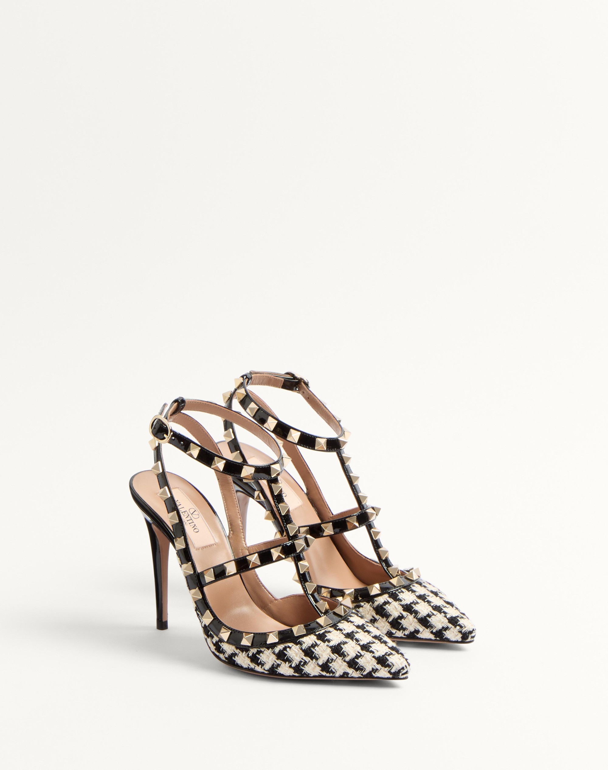 ROCKSTUD PUMP IN PIED-DE-POULE FABRIC 100MM - 3
