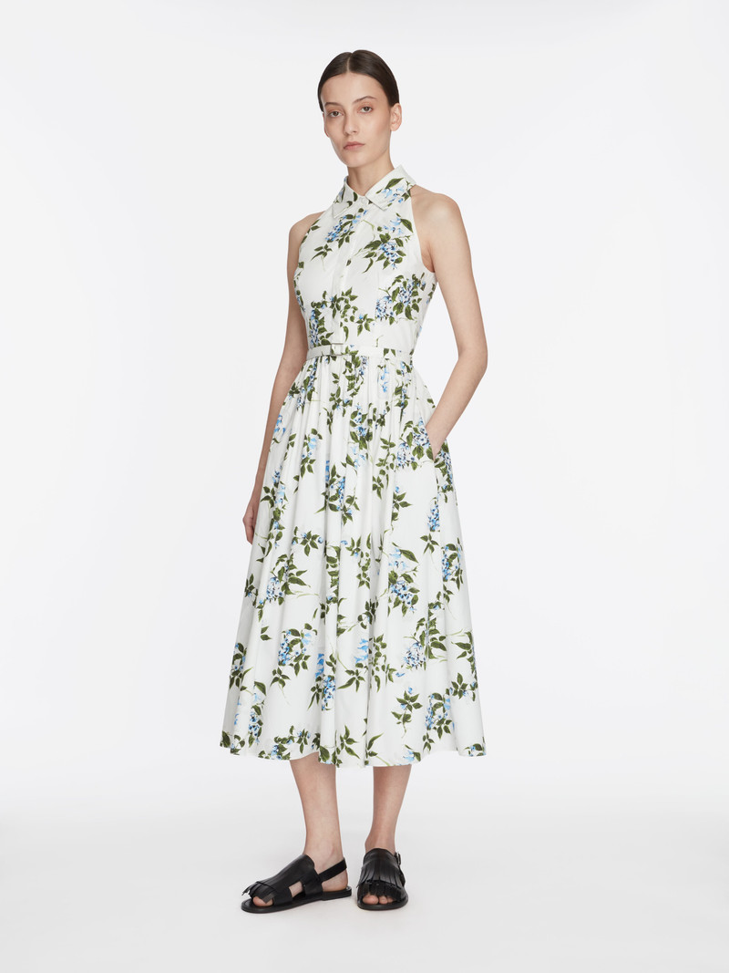 EMILIA WICKSTEAD Norika Dress In Lilac Lillies & Cherry Print on White Organic Cotton outlook