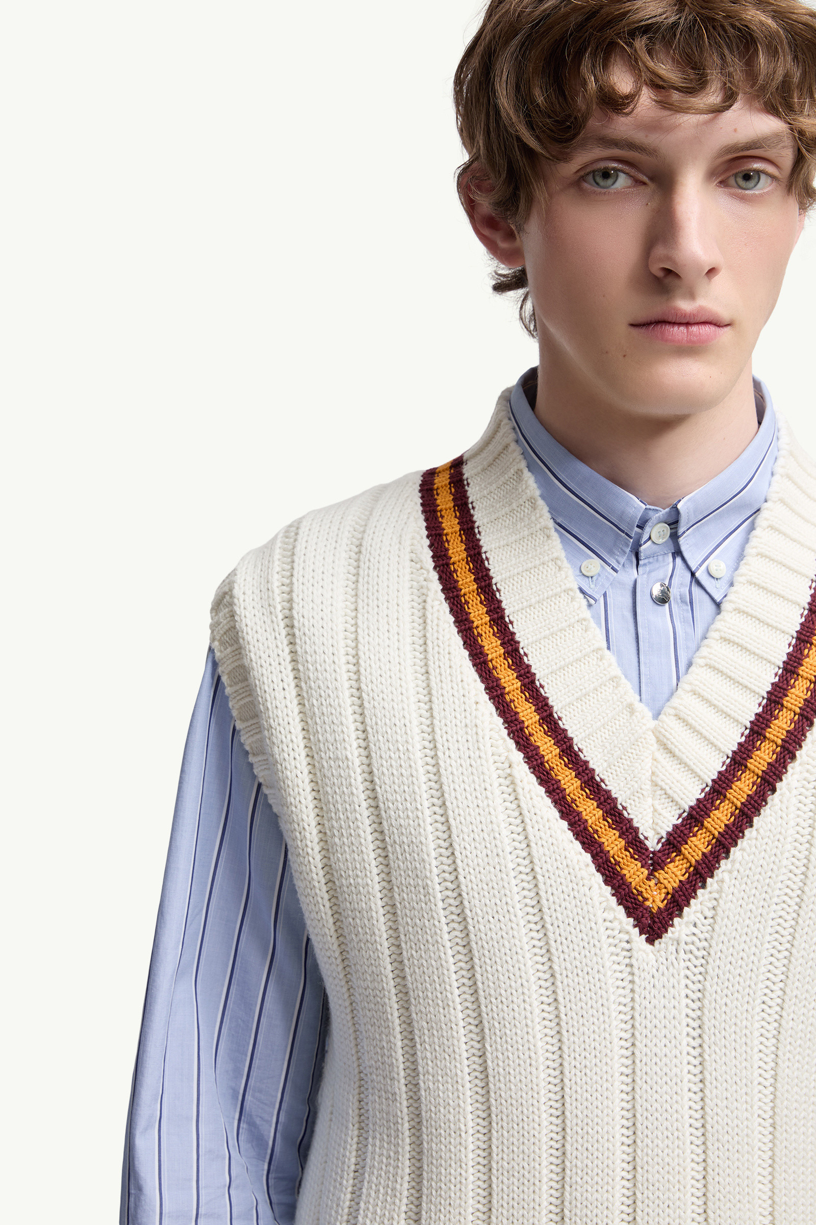Wool & Cotton V-Neck Vest - 6