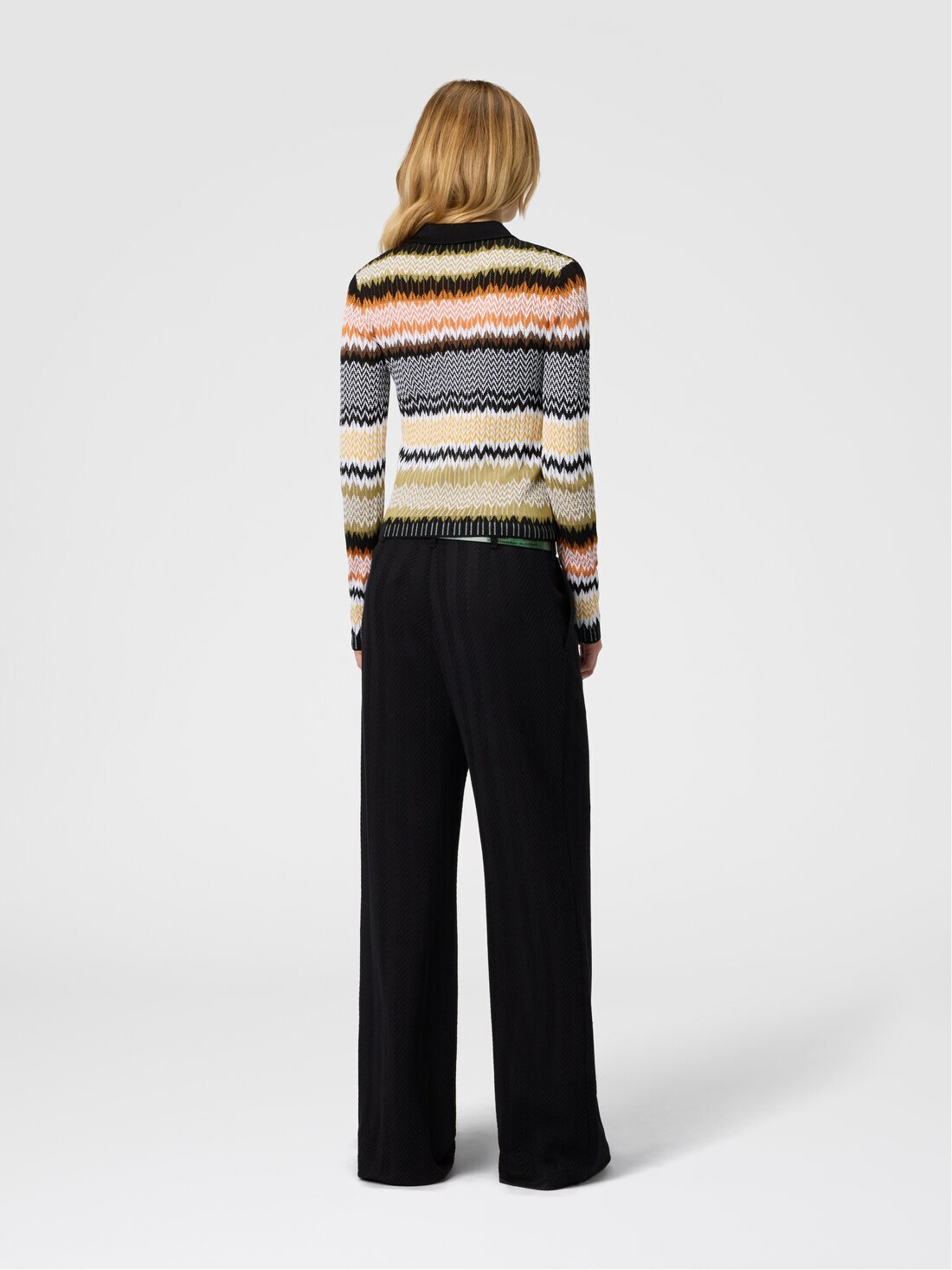 Long Sleeve Polo with Revisited Chevron Pattern - 3