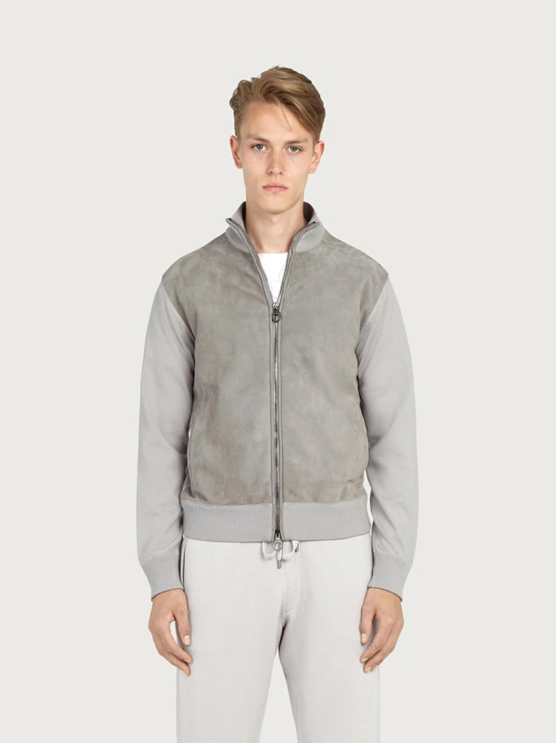 KNITTED BLOUSON WITH LEATHER DETAILS 1