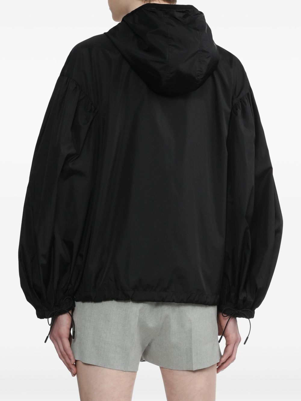 PUFF SLEEVE TECH NYLON JACKET WITH PRESSED ROSE BLACK "BLACK" - 4