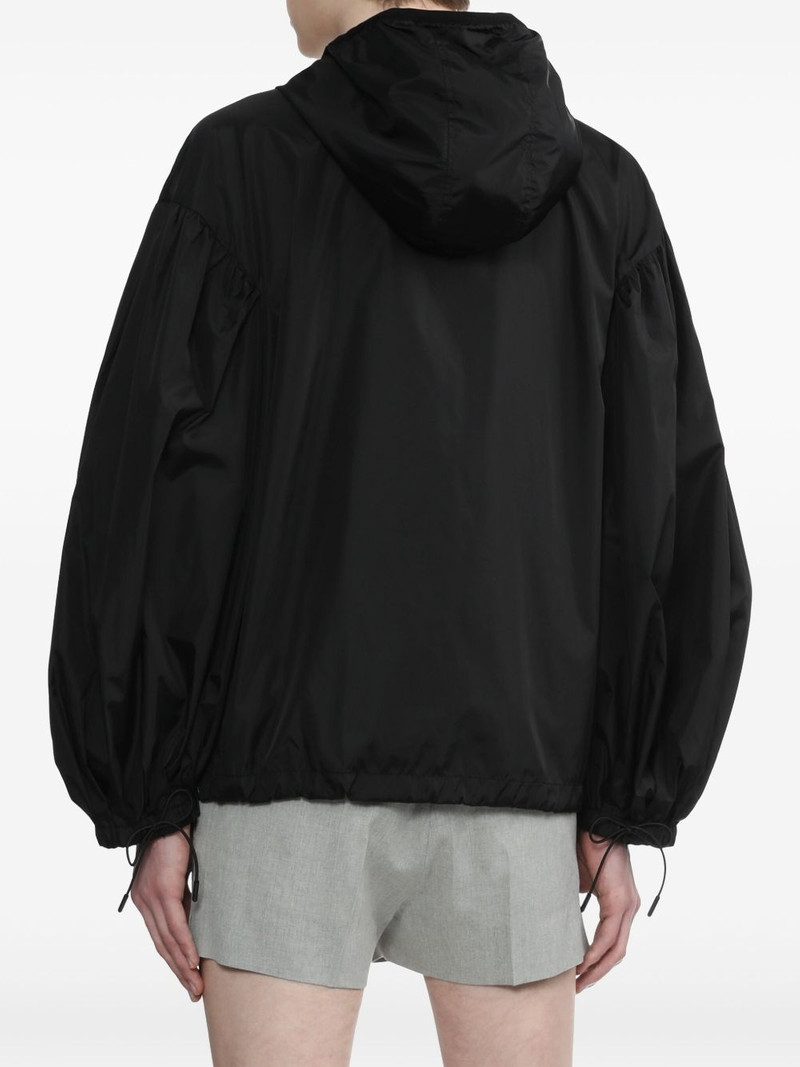 PUFF SLEEVE TECH NYLON JACKET WITH PRESSED ROSE BLACK "BLACK" 4