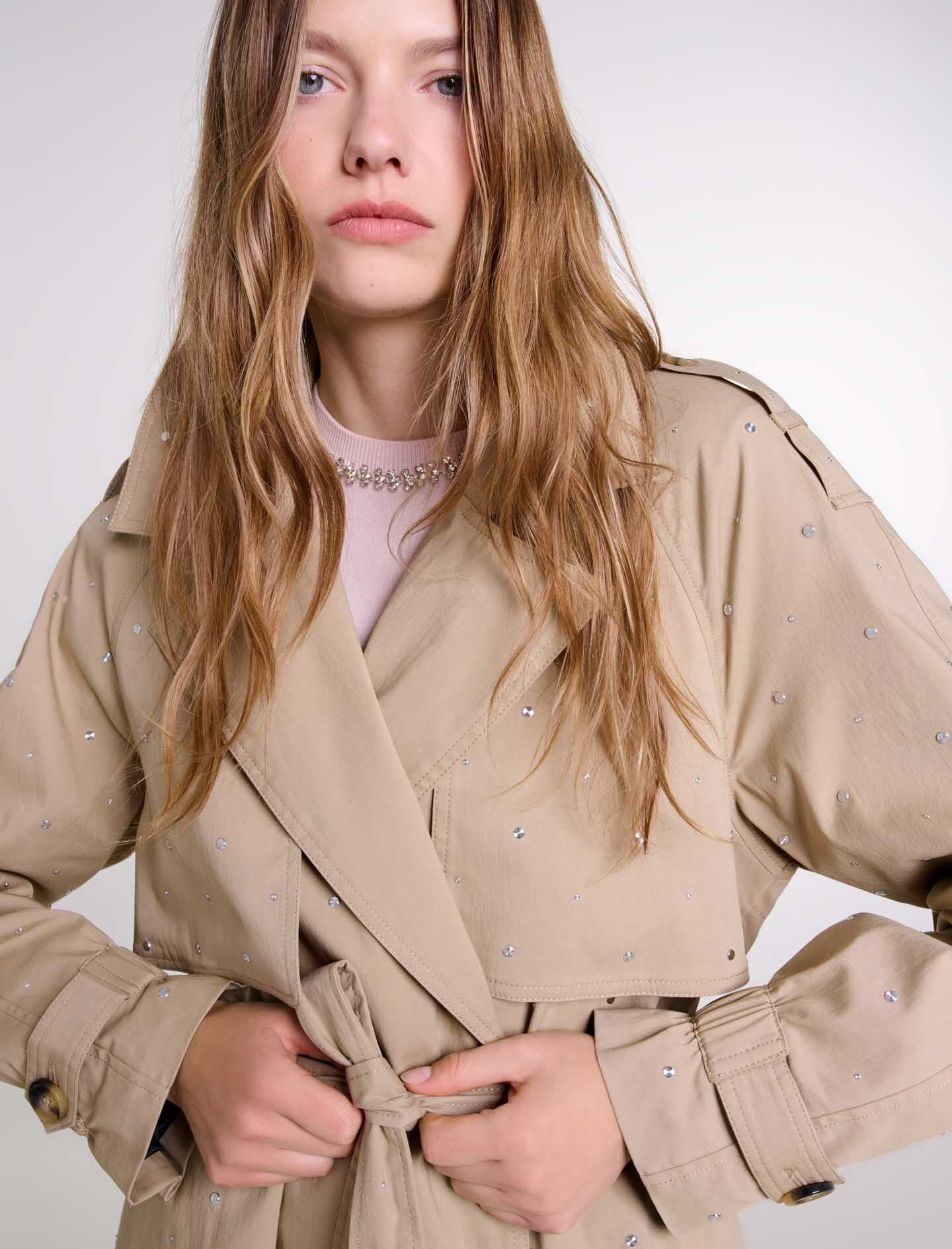 Studded elastic waist trench coat - 7