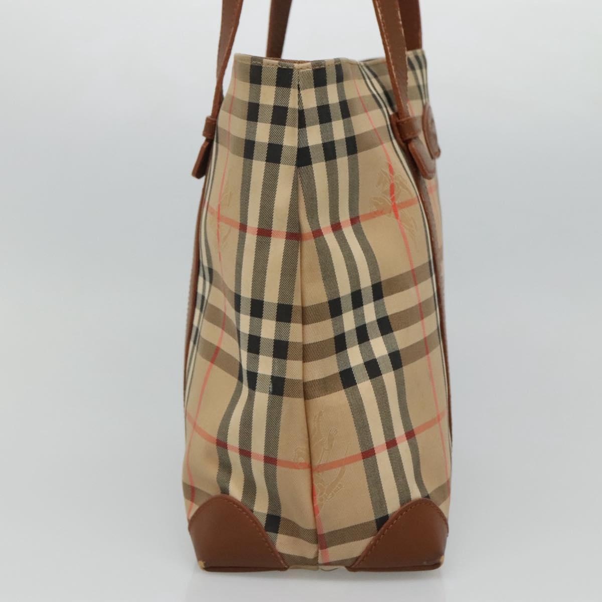 Burberry Nova Check Tote Bag Canvas Leather Beige - 3