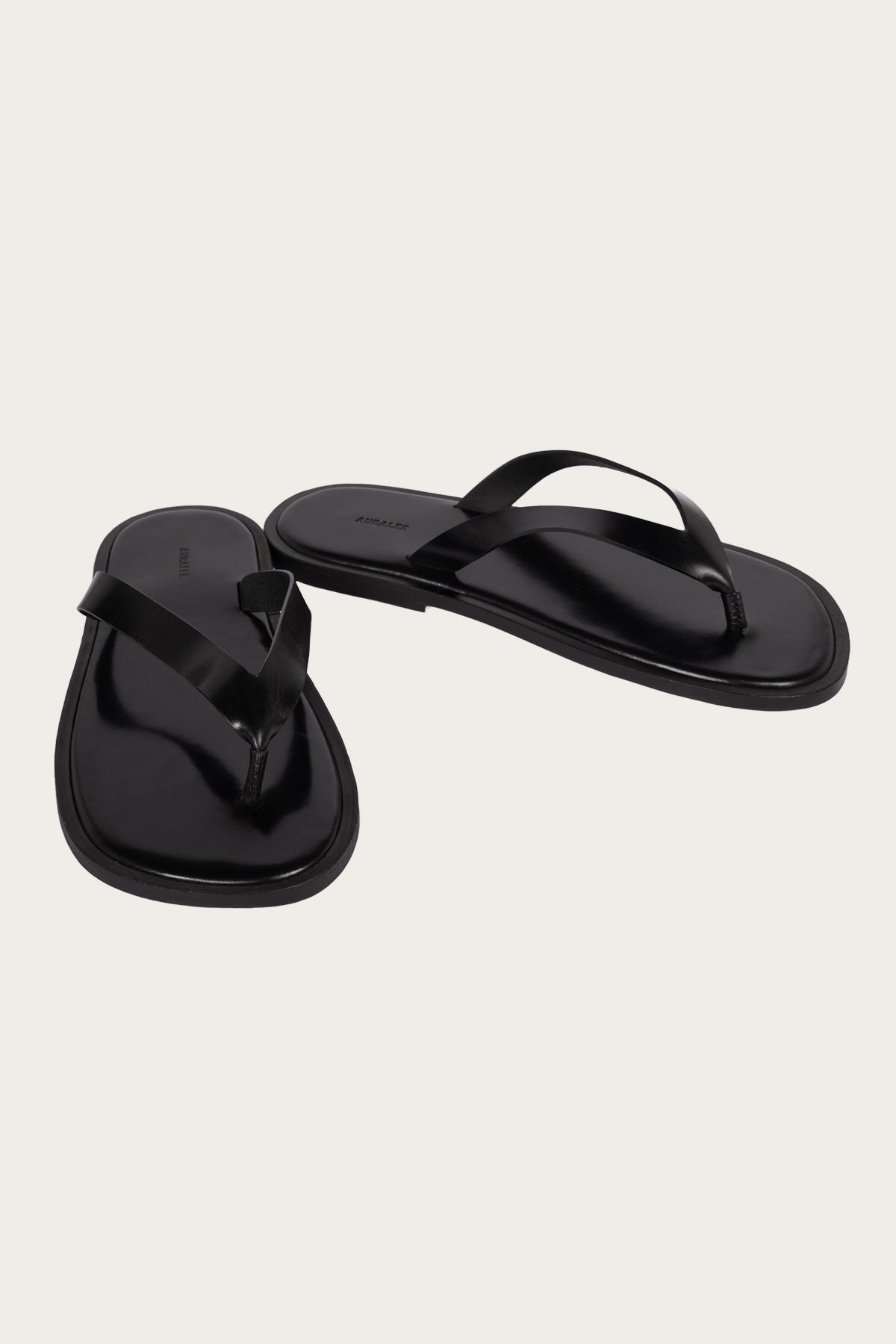 Leather Tong Sandals - Black - 2