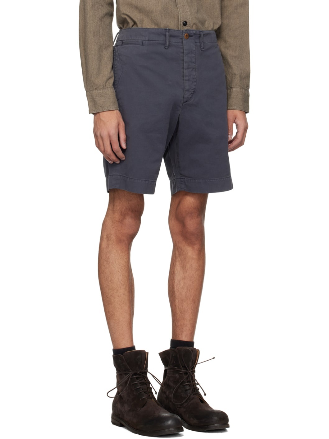 Navy Garment-Dyed Shorts - 2