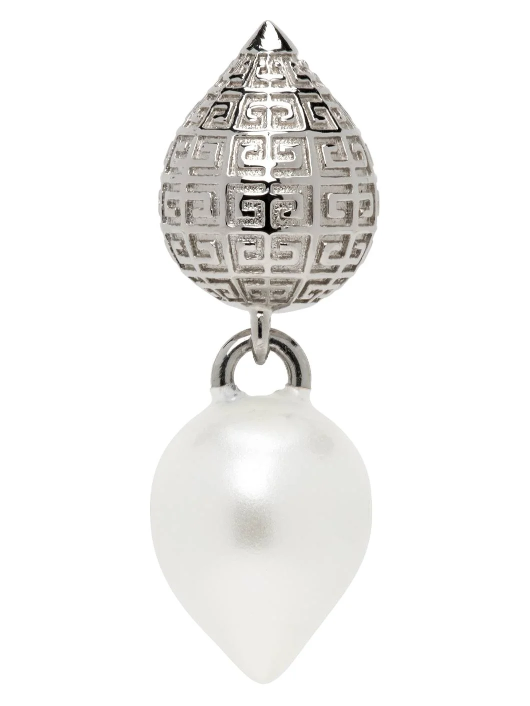 Silver & White G Stud Single Earring - 1