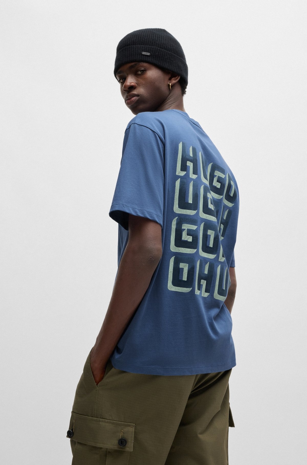 RELAXED-FIT T-SHIRT IN COTTON WITH LARGE REAR LOGOS - 5