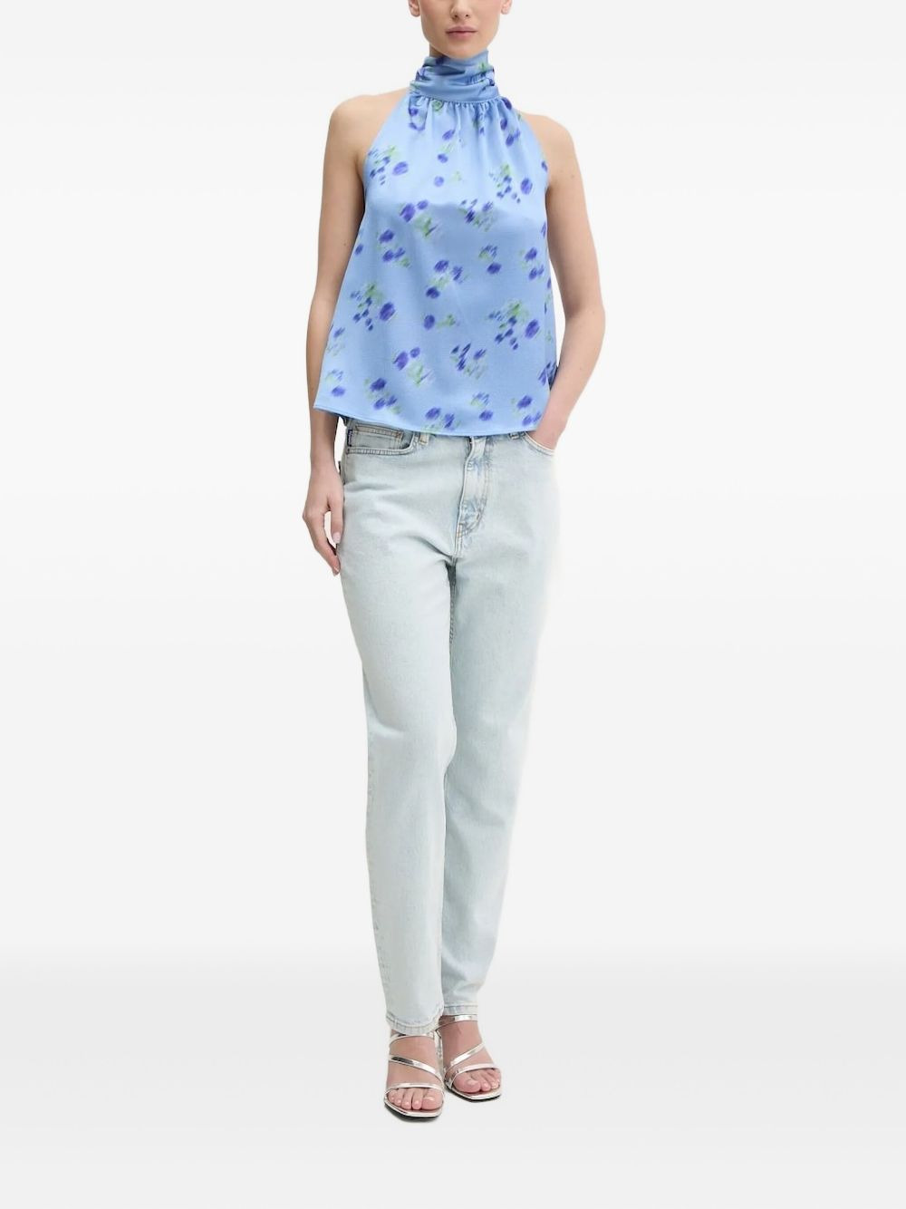 halter-neck floral-print top - 2