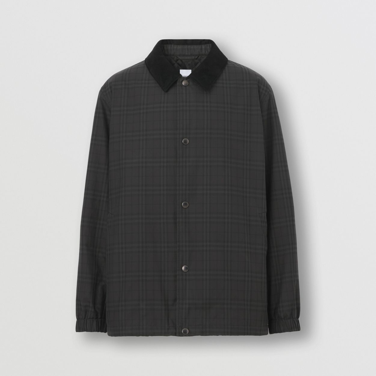 Corduroy Collar Check Coated Cotton Jacket - 1